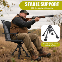 Kalkal Hunting Chair silent swivel mechanism reduces noise during setup.
