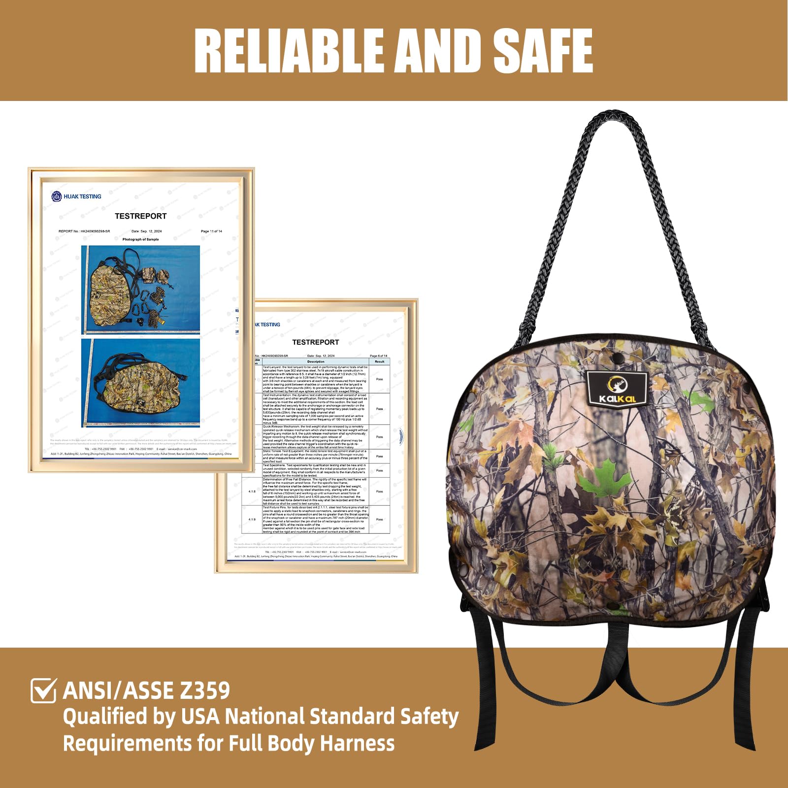 Kalkal hunting kit contents including carabiners, rope grabber, and bag.