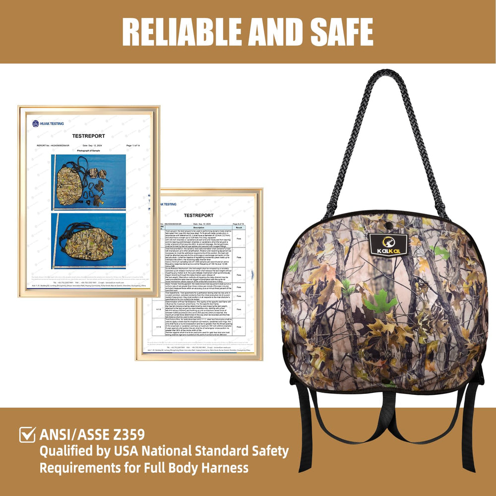 Kalkal hunting kit contents including carabiners, rope grabber, and bag.