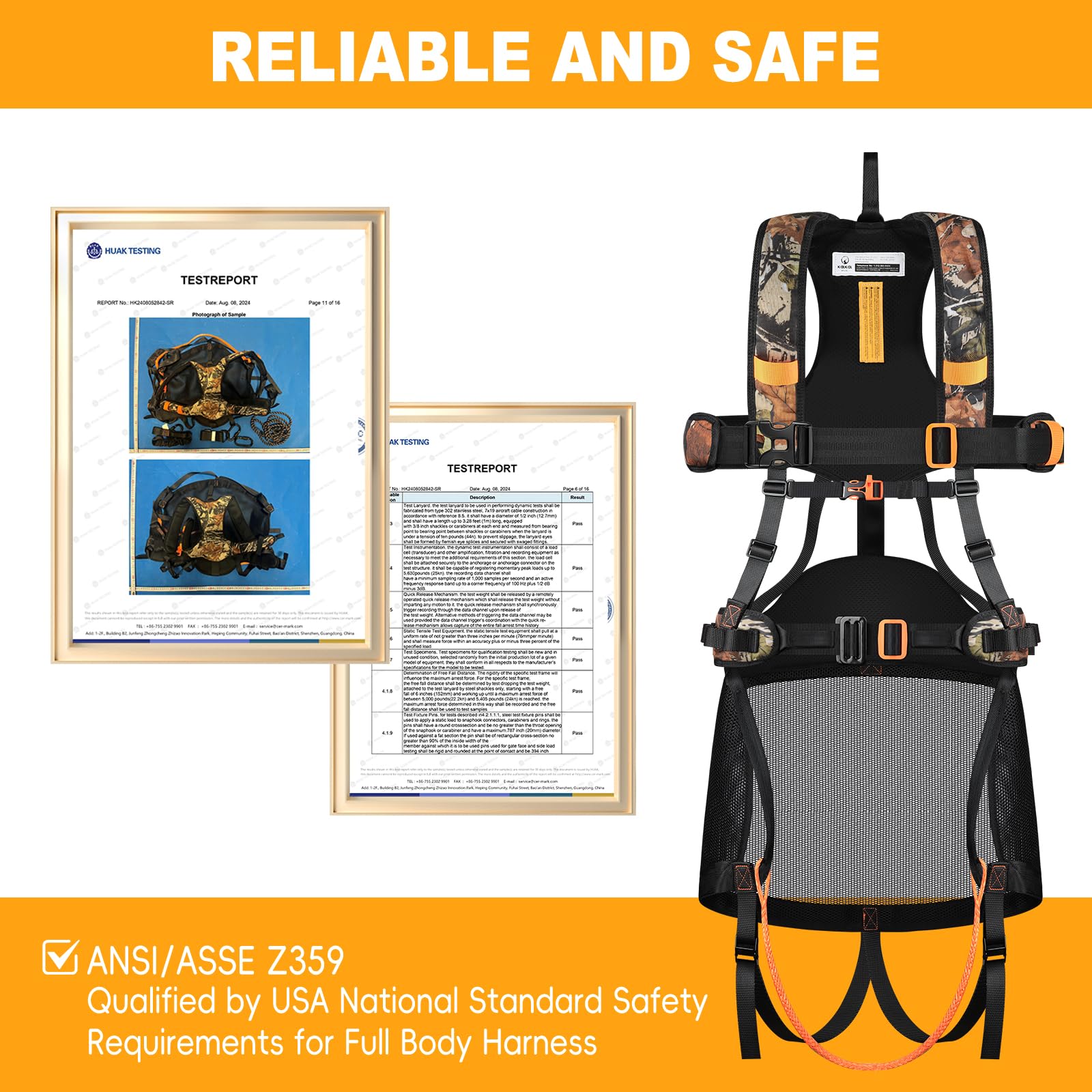 Kalkal Tree Stand Harness belt provides back support to ease fatigue.