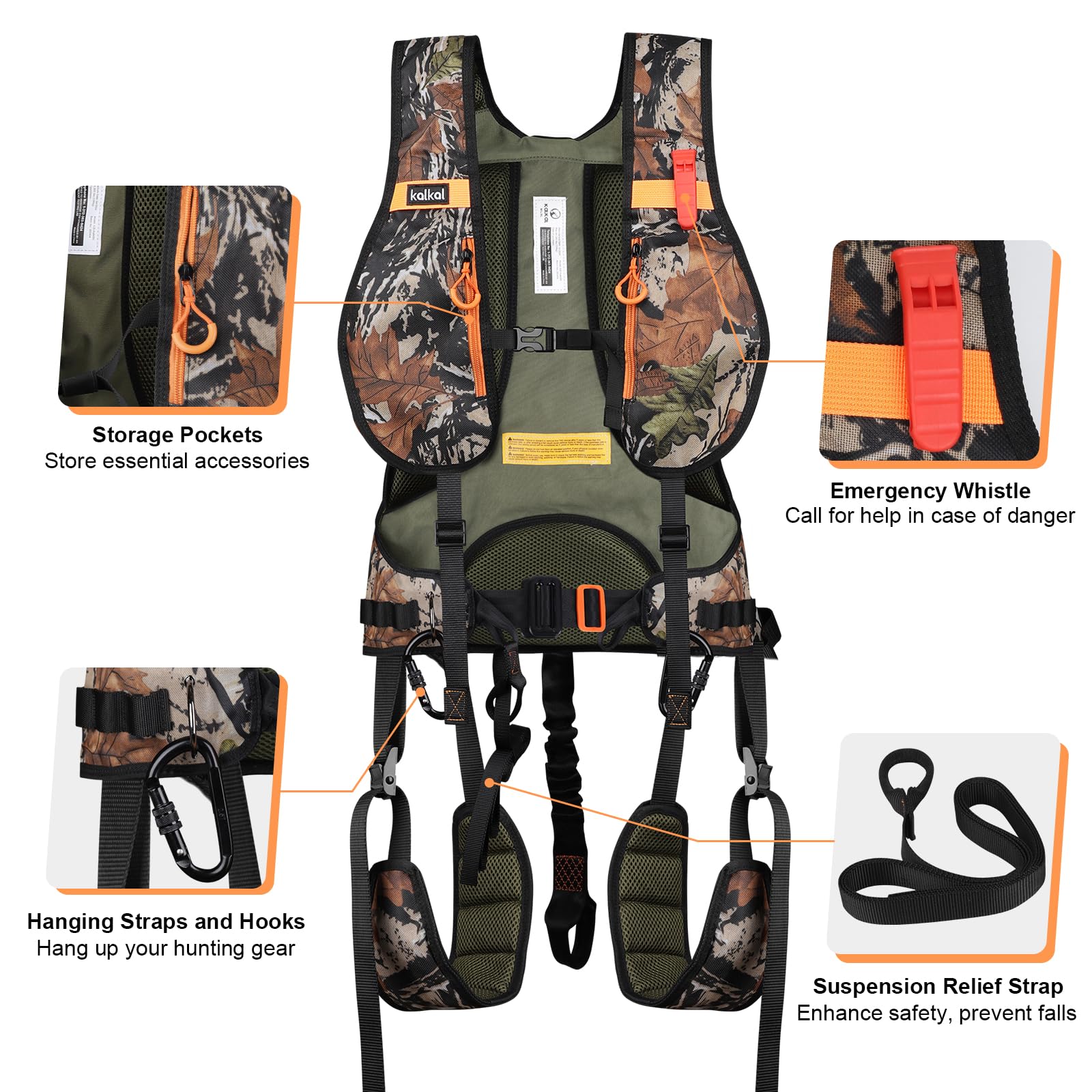 Kalkal tree stand harness compatibility with most tree stands.