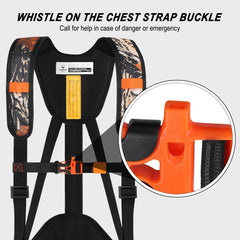 KALKAL tree stand harness orange slings to hang gear easily.