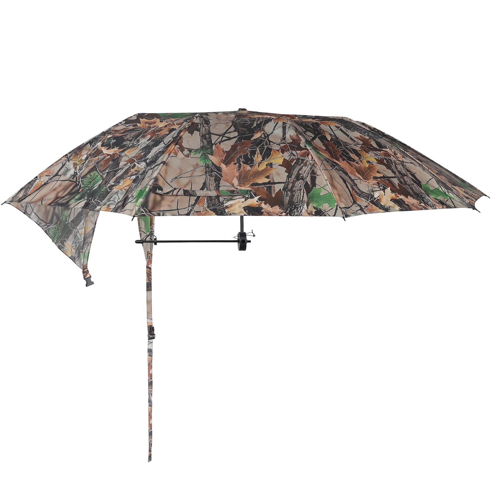 Kalkal tree stand umbrella provides wide coverage for gear during hunts.