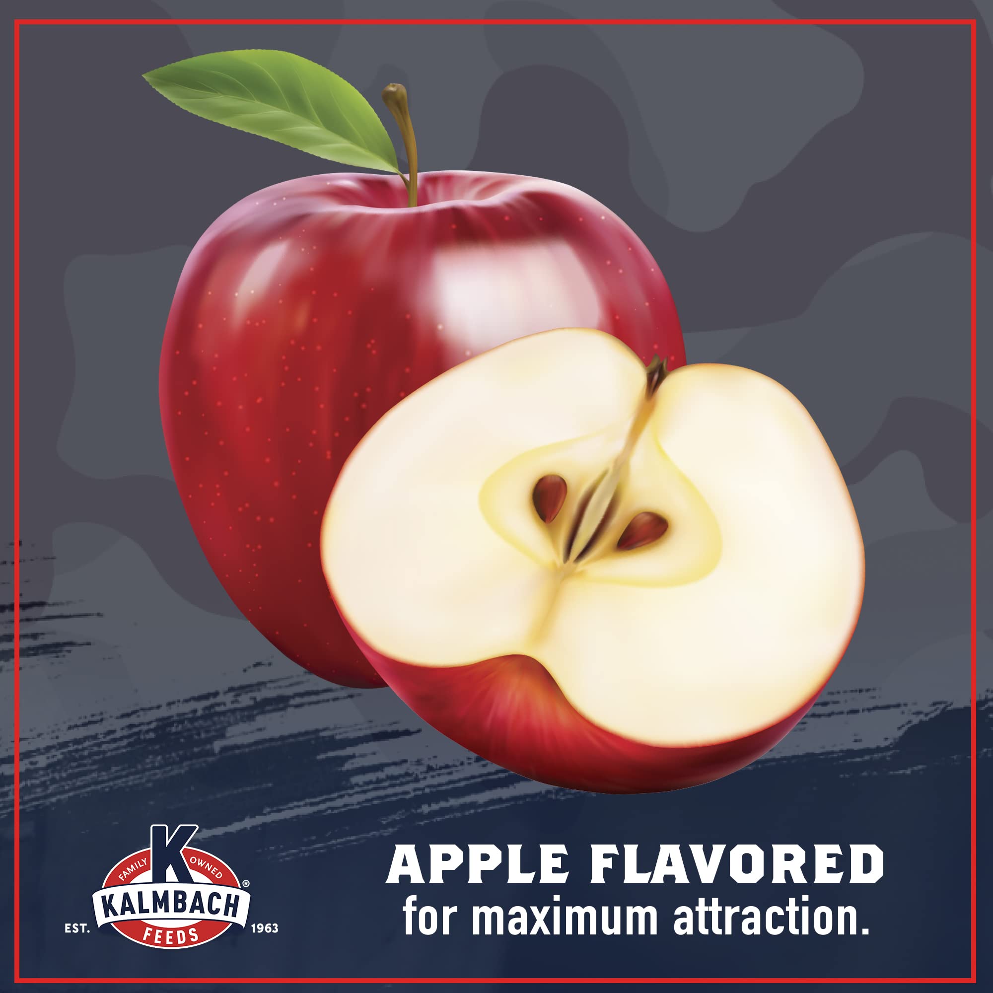 Kalmbach Feeds Apple Flavored Deer Block closeup shows enticing aroma for wildlife