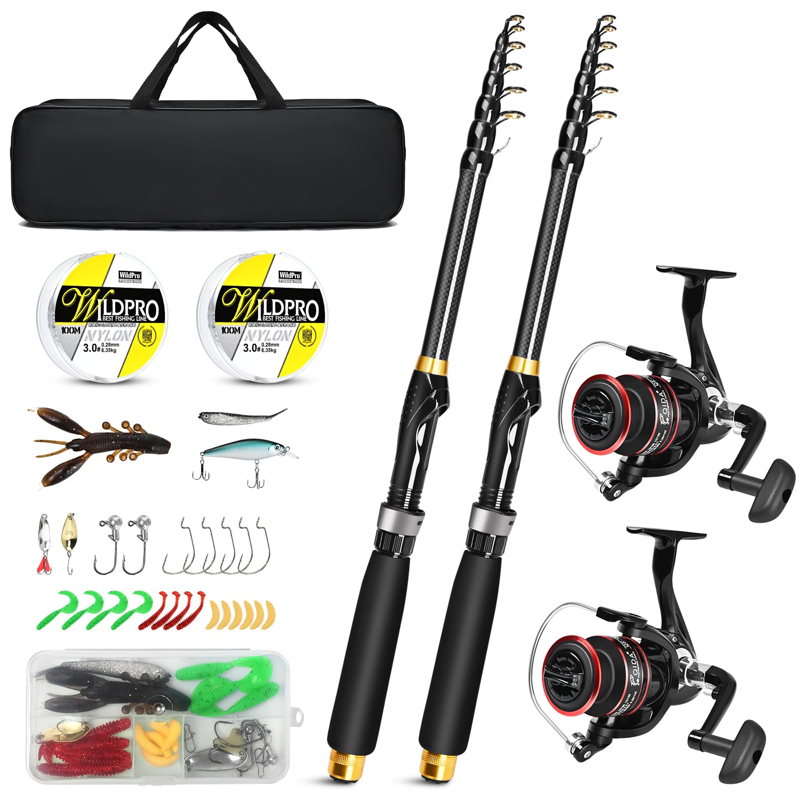 Kalynsung 6.89ft telescopic rod assembled for quick travel-ready setup