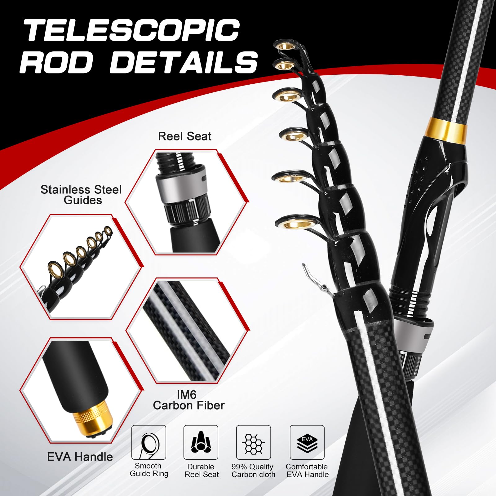 Kalynsung carbon fiber rod extended shows strength and portable travel-friendly design