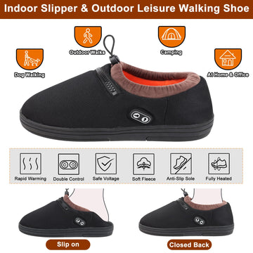 Kamlif heated slippers outsole close-up showing waterproof, anti-slip protection.