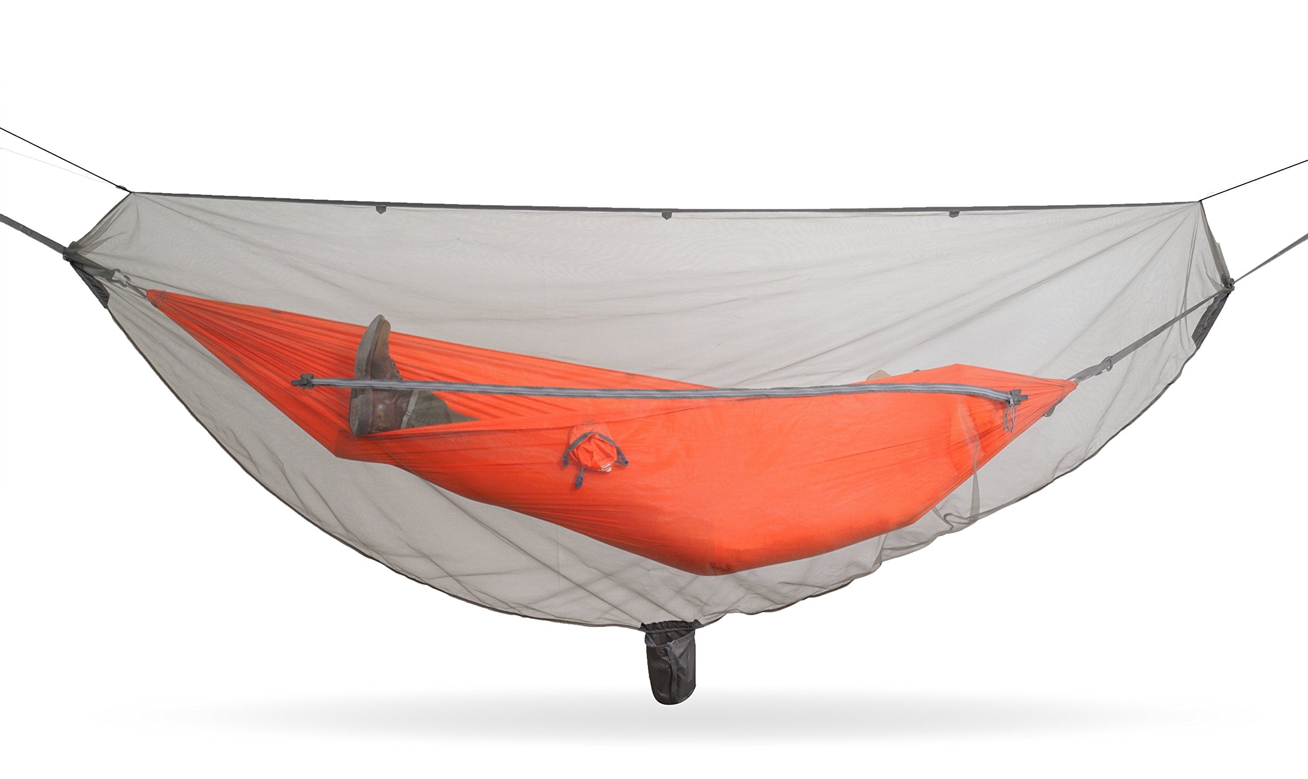 KAMMOK Dragonfly Insect Net interior setup around hammock for quick shelter.