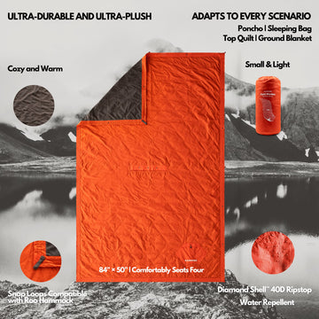 KAMMOK Field Blanket granite gray color blends with gear