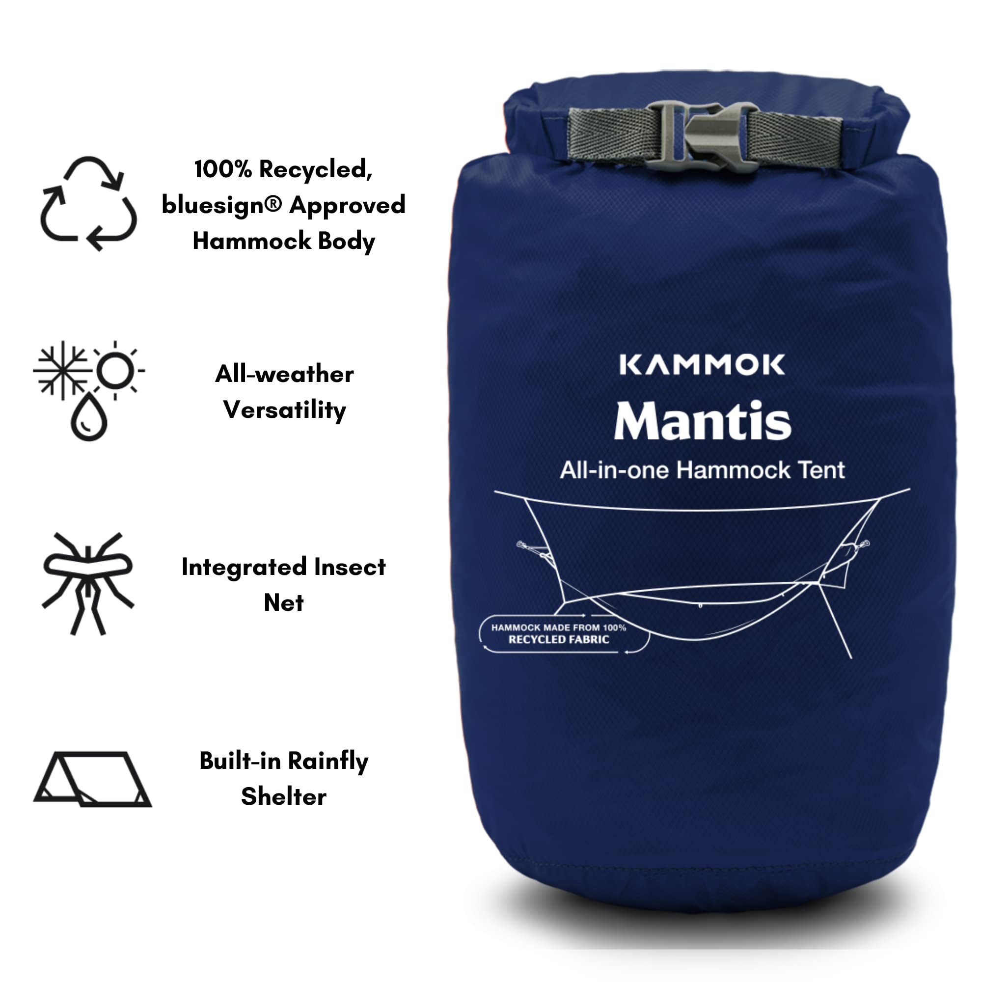 KAMMOK Mantis all-weather rainfly shields against wind and rain.