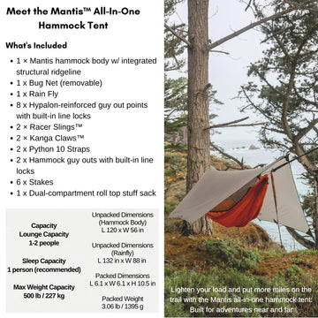 KAMMOK Mantis two-compartment sack keeps rainfly dry and gear organized.