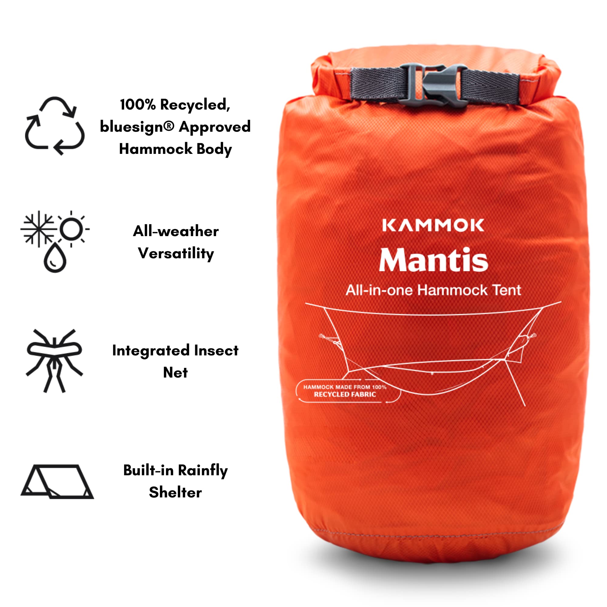 KAMMOK Mantis Ultralight Python strap closeup highlights strength for trekkers.