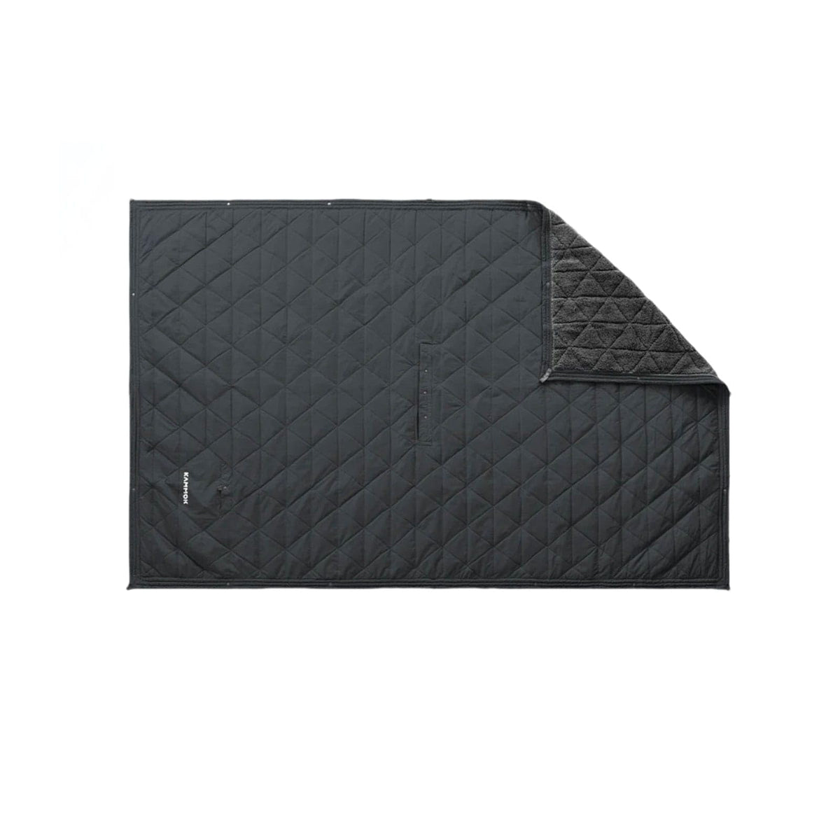 Kammok Mountain Blanket in granite gray shows ultra-plush fleece and water resistance for outdoor comfort.