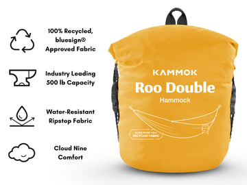 KAMMOK Roo Double Hammock 500-pound capacity for secure, off-ground lounging.