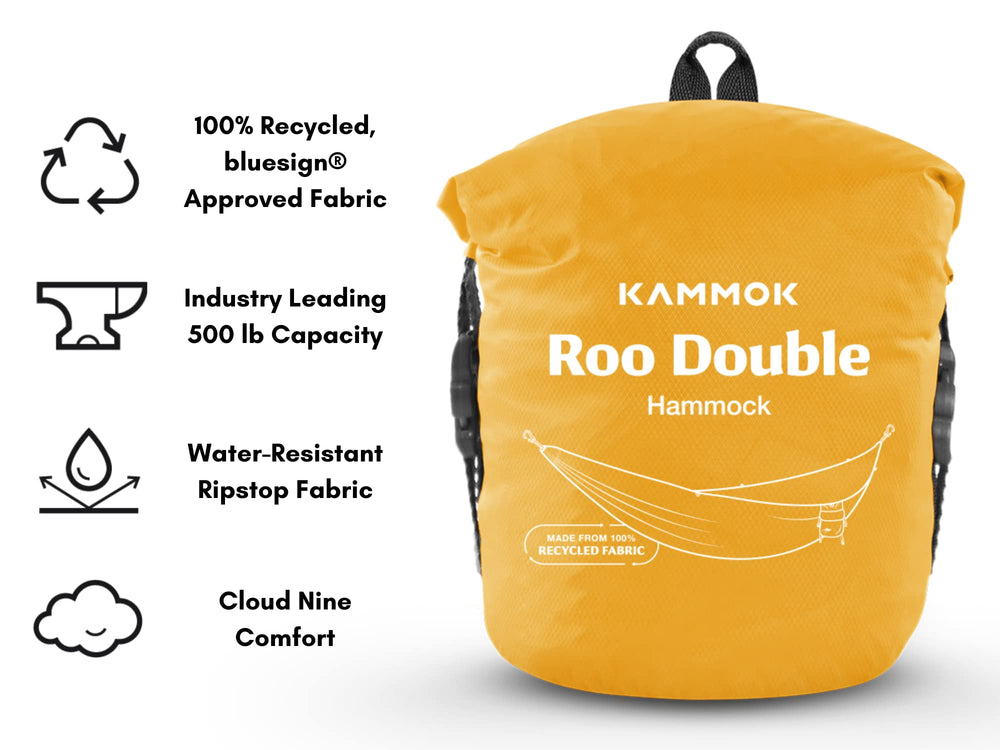 KAMMOK Roo Double Hammock 500-pound capacity for secure, off-ground lounging.