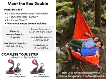 Attached roll-top sack folds the Roo Double compactly for car or pack storage.