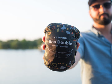 KAMMOK Roo Double Hammock compact packable form for travel readiness.
