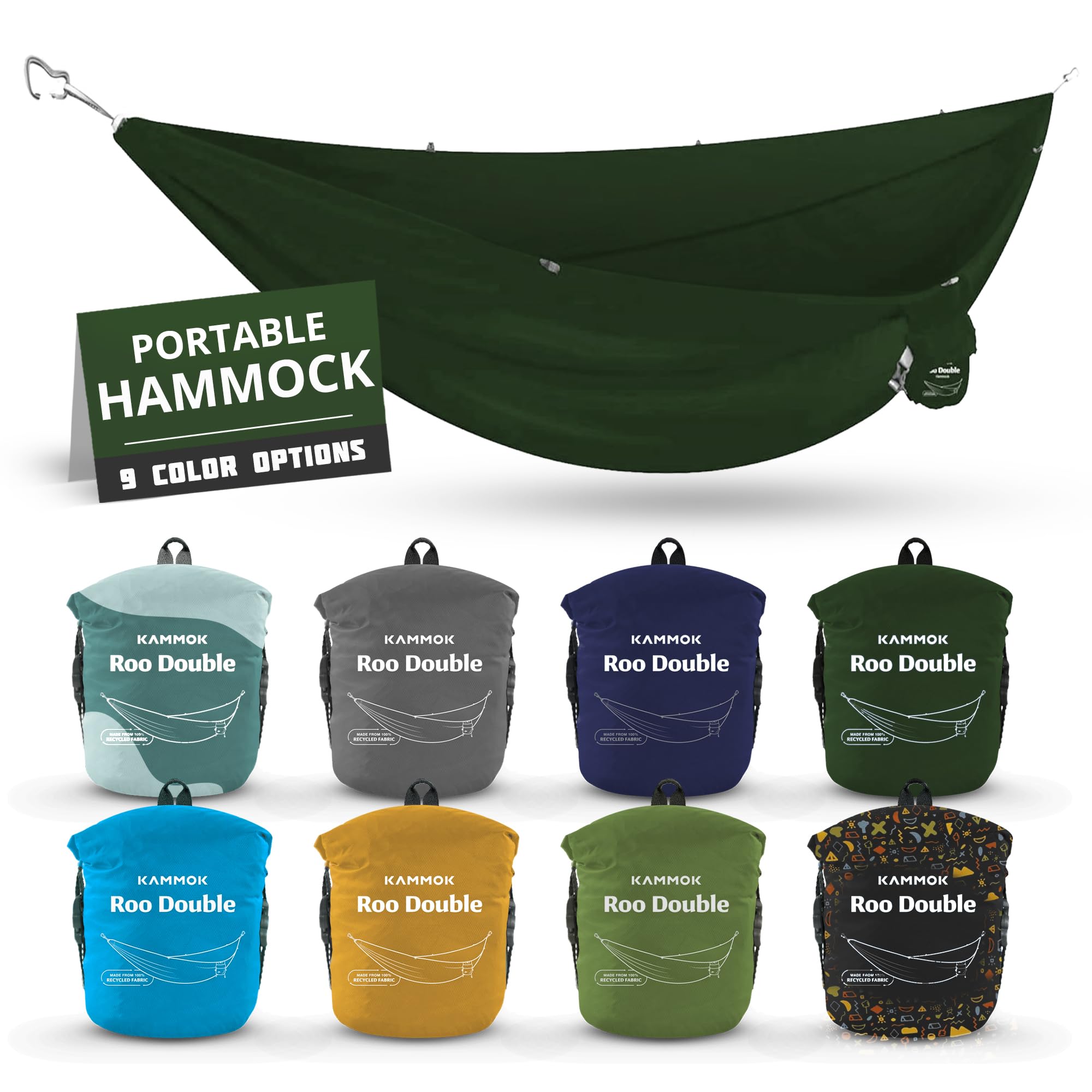 KAMMOK Roo Double hammock setup view shows quick hang for campsite comfort