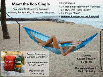 Kammok Roo Single shows water-resistant fabric protecting your restful space outdoors.