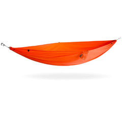 Kammok Roo Single Hammock with GravitasX fabric and roll-top sack for solo comfort.