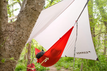 KAMMOK Roo Single Ultralight hammock toggle-and-loop suspension on setup