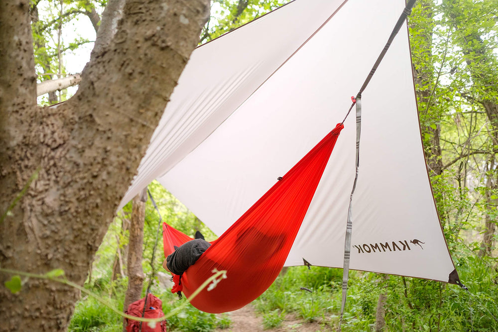 KAMMOK Roo Single Ultralight hammock toggle-and-loop suspension on setup