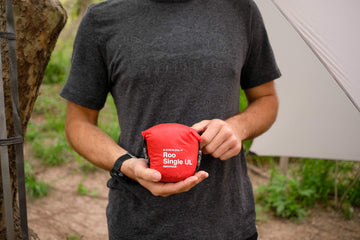 KAMMOK Roo Single Ultralight hammock demonstrates water-resistant coating in use