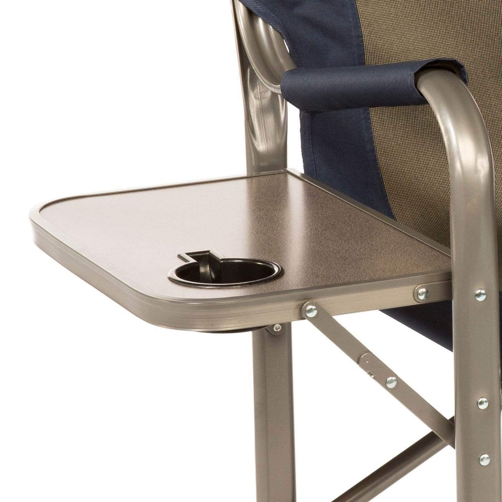 Kamp-Rite Director's Chair blue folded for compact storage and portability