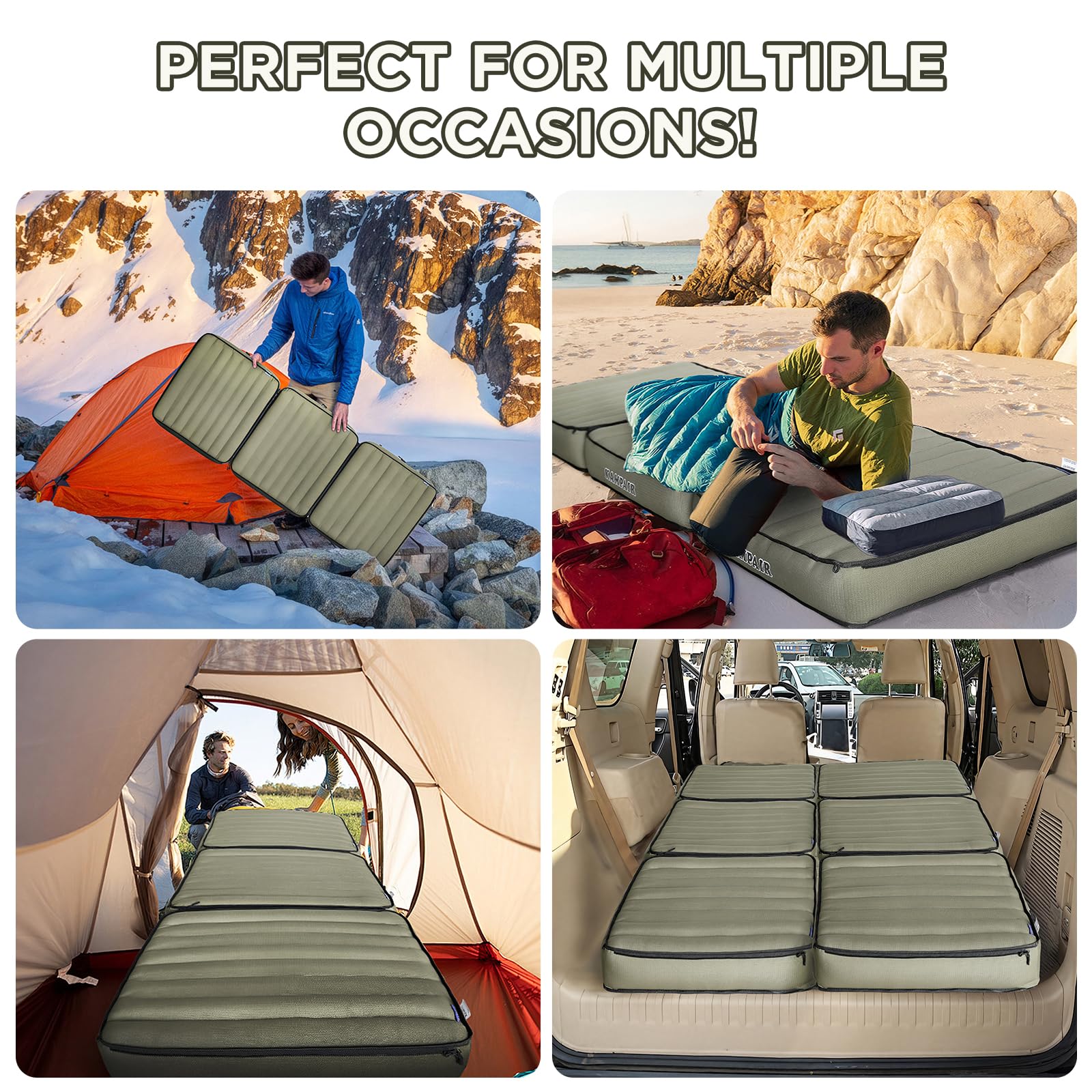 Kampair foldable travel-friendly design fits compactly into backpacks.