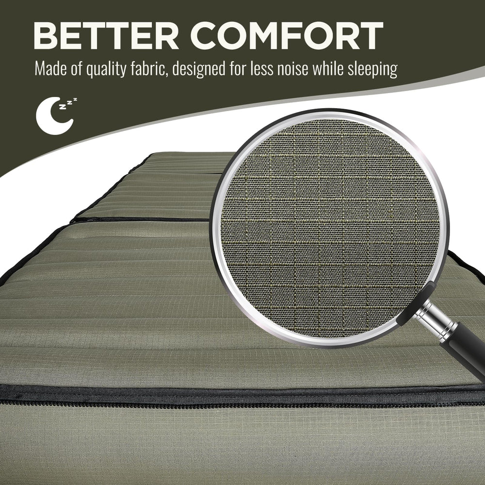 Kampair noise-reducing fabric minimizes disruption when turning on rocky terrain.