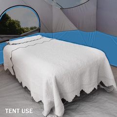 KAMPKEEPER camping cot folded in carry bag for easy transport.