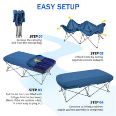KAMPKEEPER camping cot features quiet, durable frame for restful outdoor nights.