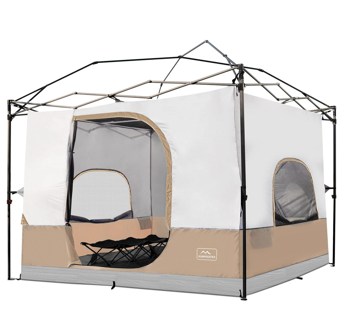 KAMPKEEPER camping inner tent setup shows easy 10x10 conversion