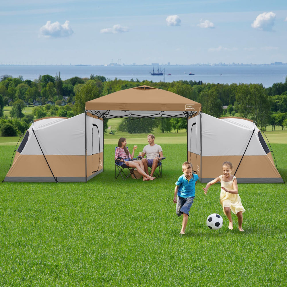 KAMPKEEPER canopy side tent 72in-height offers ample headroom for comfort.
