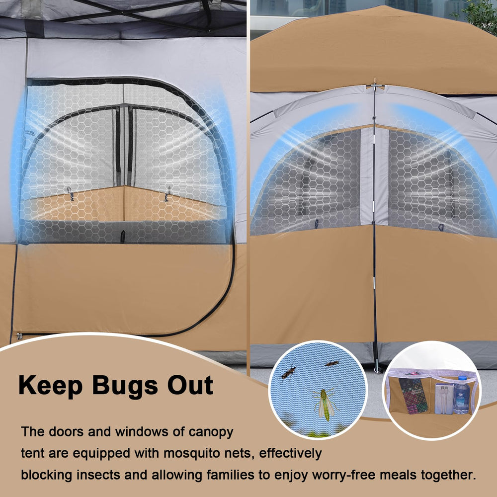 KAMPKEEPER canopy side tent mesh-ventilation facilitates airflow and bug-free interior.