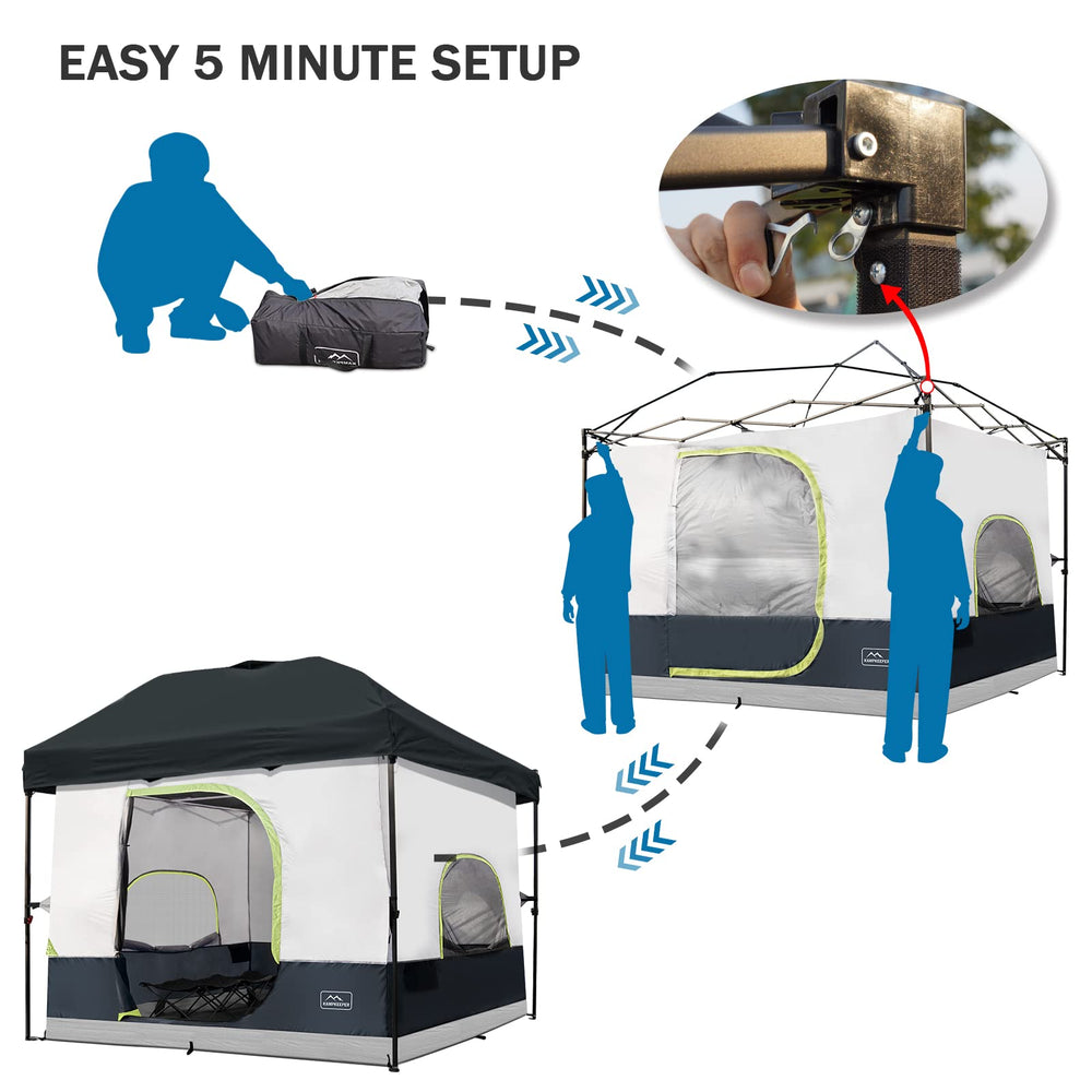 KAMPKEEPER easy attach and detach system saves setup time outdoors