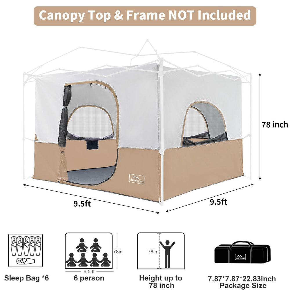 KAMPKEEPER camping inner tent door and windows closeup highlights air flow and comfort
