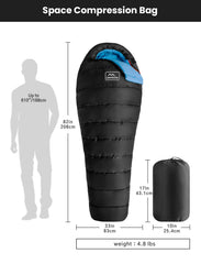 KAMPKEEPER Mummy Sleeping Bag with arched footbox for comfortable toe space