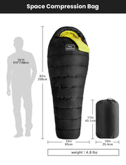 KAMPKEEPER Mummy sleeping bag arched footbox offers roomy inner space