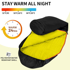 KAMPKEEPER Mummy sleeping bag with drawstring hood provides snug warmth on cold nights