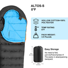 KAMPKEEPER Mummy Sleeping Bag with drawstring hood traps warmth on cool nights