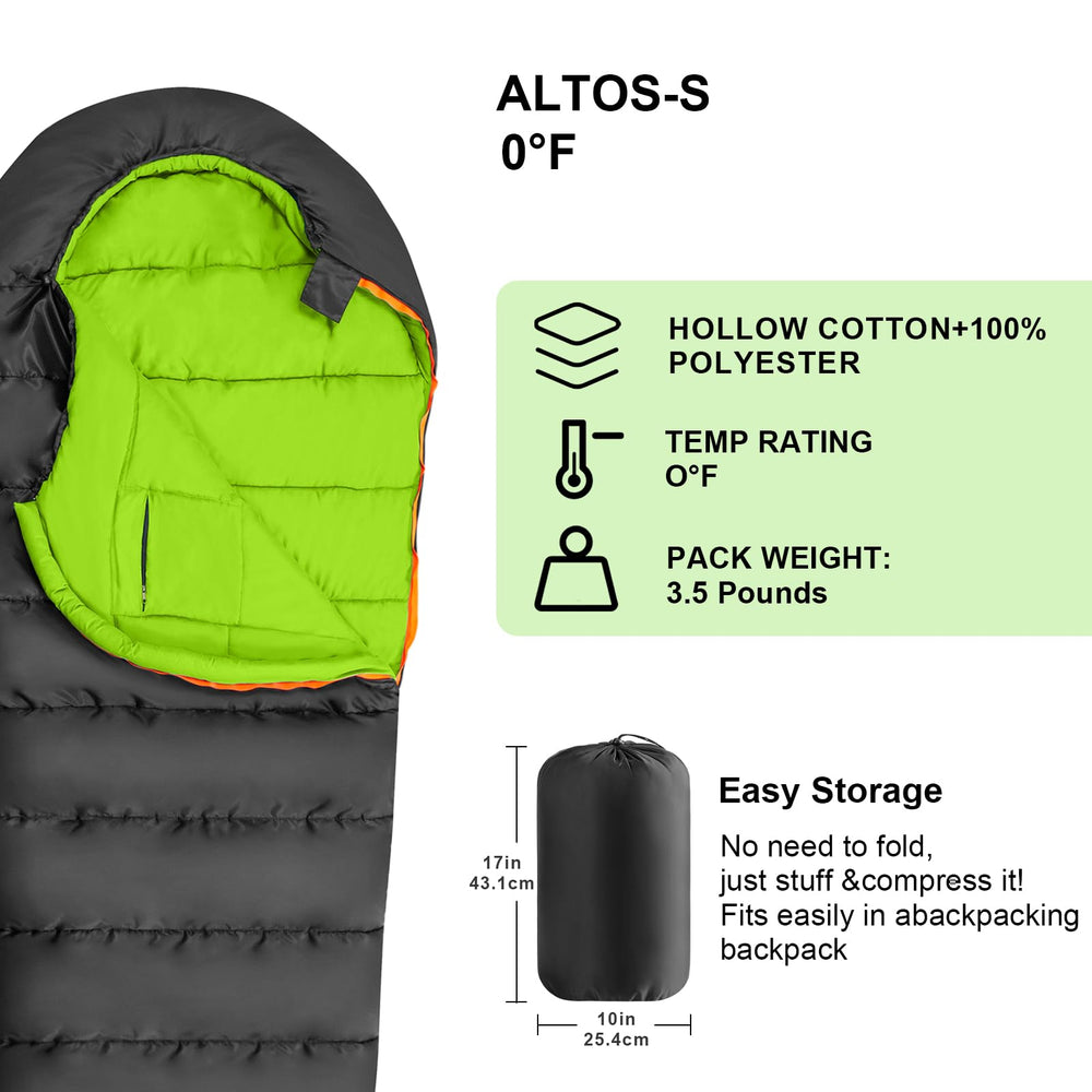 KAMPKEEPER Mummy sleeping bag hood detail with adjustable warmth.