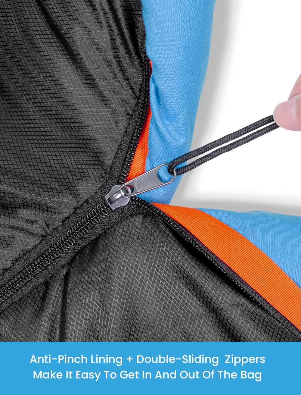 KAMPKEEPER Mummy Sleeping Bag shown outdoors, waterproof and windproof for damp weather