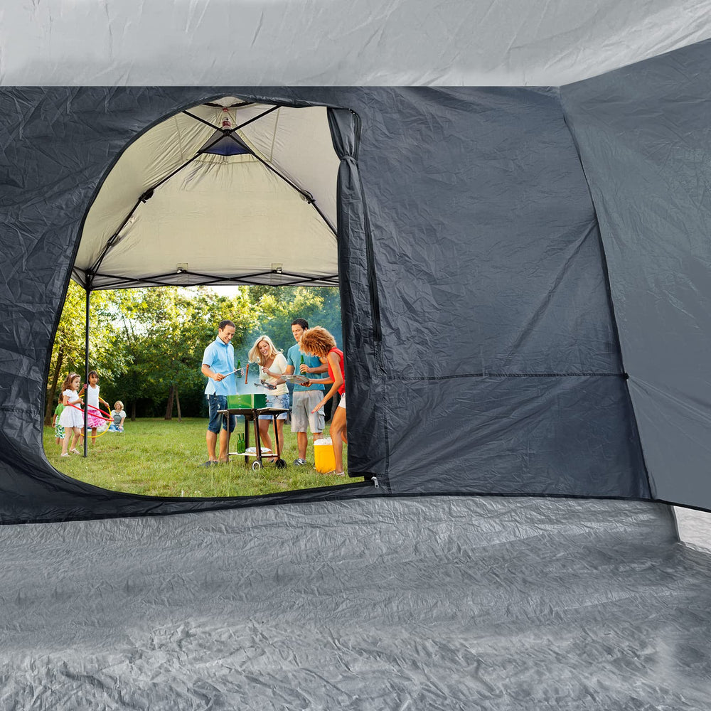 KAMPKEEPER Side Tent used in a backyard camping setup for memorable family moments.