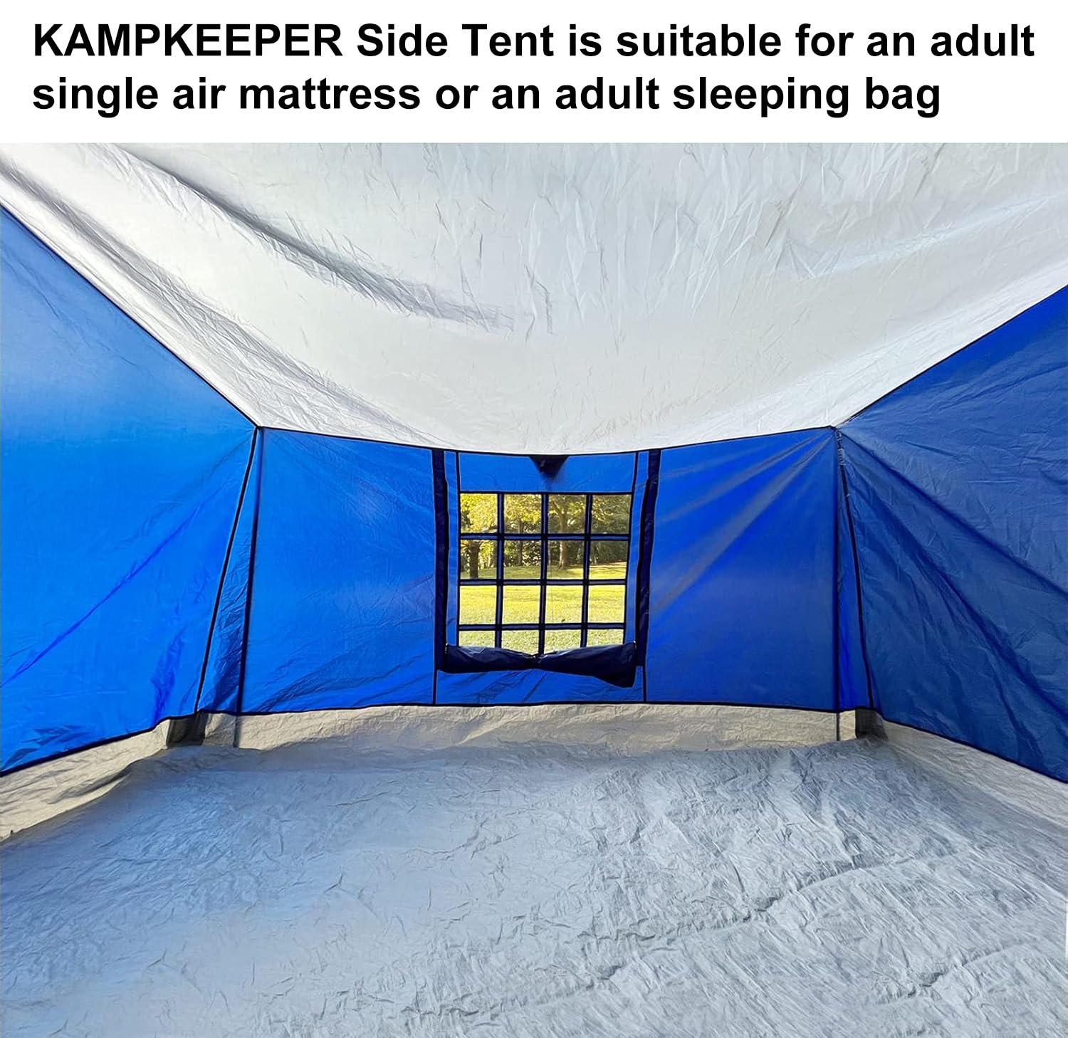 KAMPKEEPER Side Tent durable fabric panel highlights 300D waterproof, scent-free design