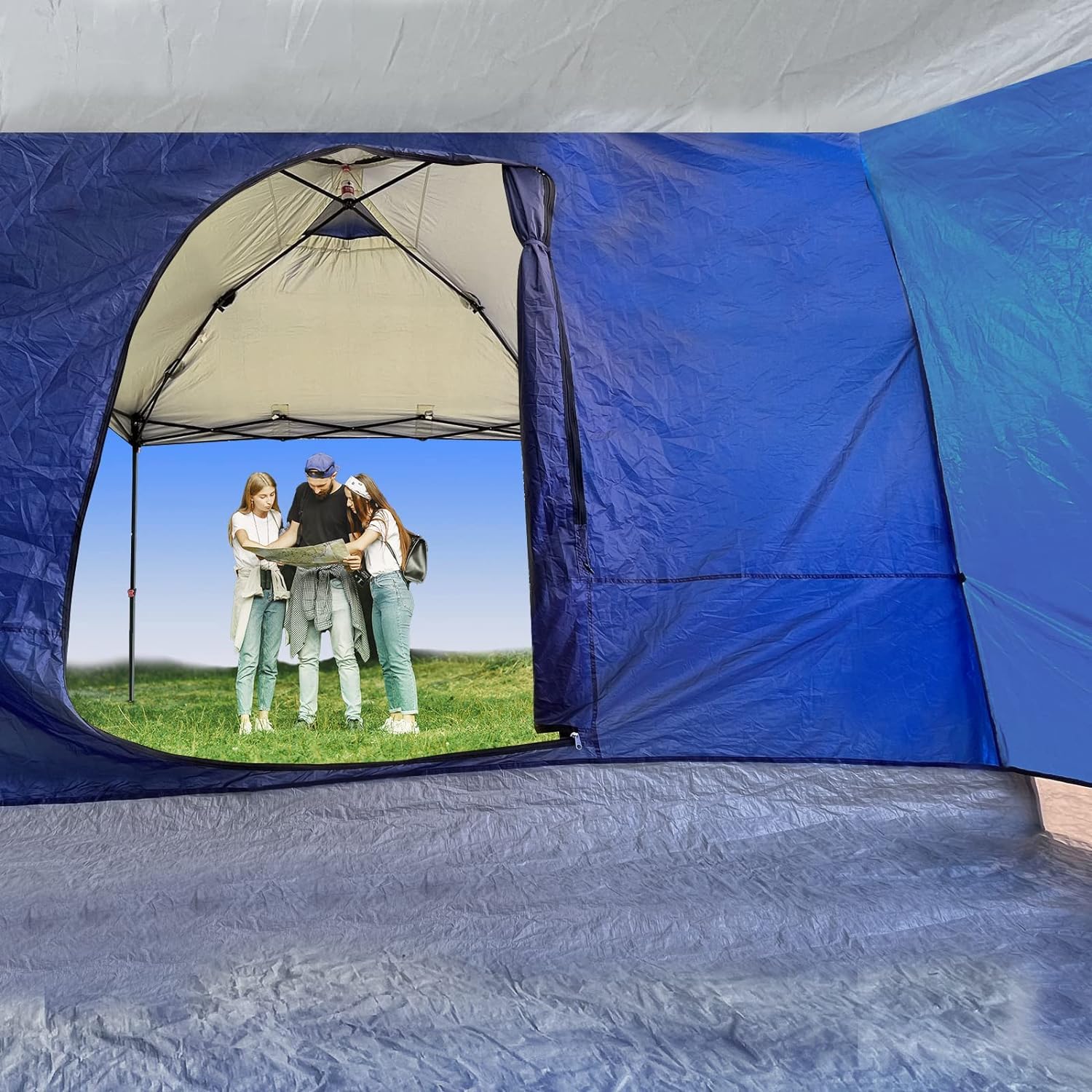 KAMPKEEPER Side Tent waterproof coating indicates weather-ready protection