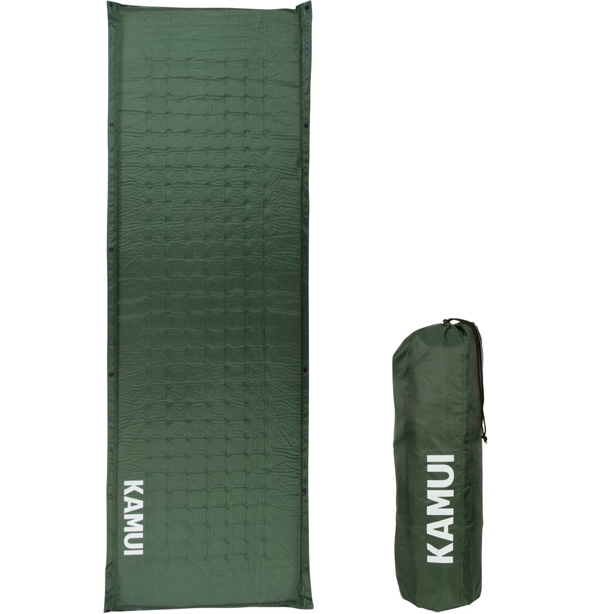 KAMUI self-inflating sleeping pad 2inch-thick setup provides comfortable car camping.