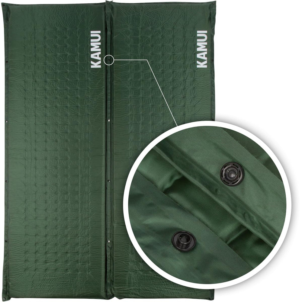 KAMUI self-inflating sleeping pad green-foam-closeup highlights soft, supportive foam.