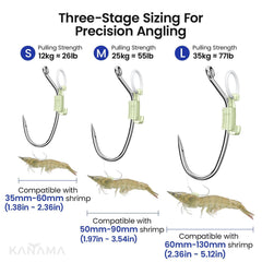 KANAMA Luminous Live Shrimp Hooks glow underwater, attracting larger catches