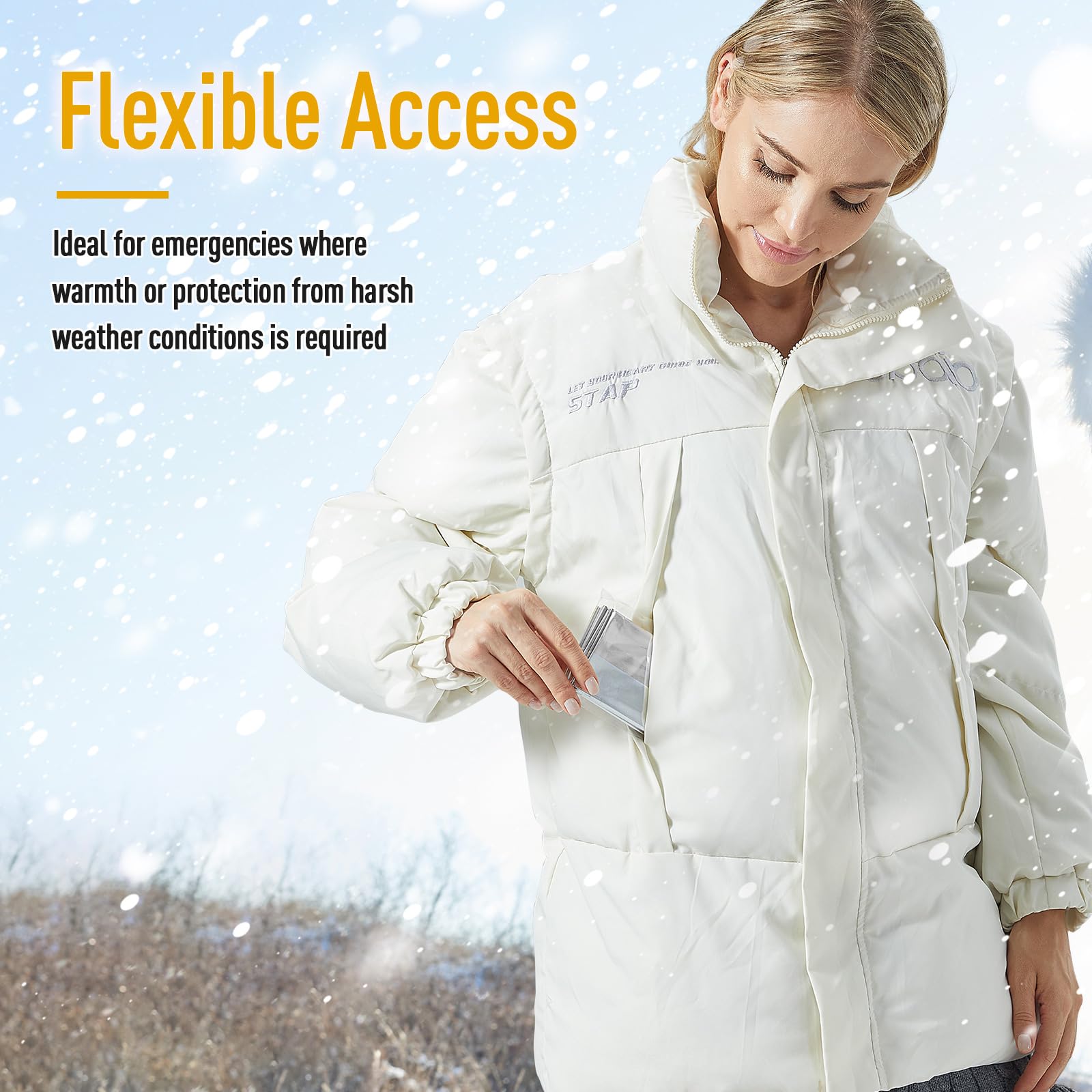 Kanayu emergency foil blanket weather-protection shot showcases wind and rain shield